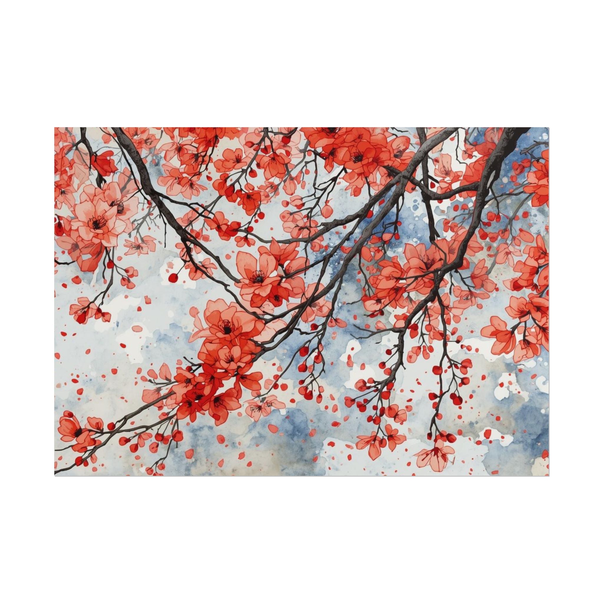 Blooming Cherry Blossom Rolled Poster Floral Wall Art - Rosetta Creative Boutique